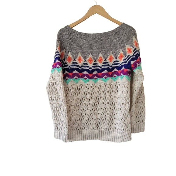 AMERICAN EAGLE Fair Isle Sweater OPEN STITCH SWEATER Large - Picture 3 of 4